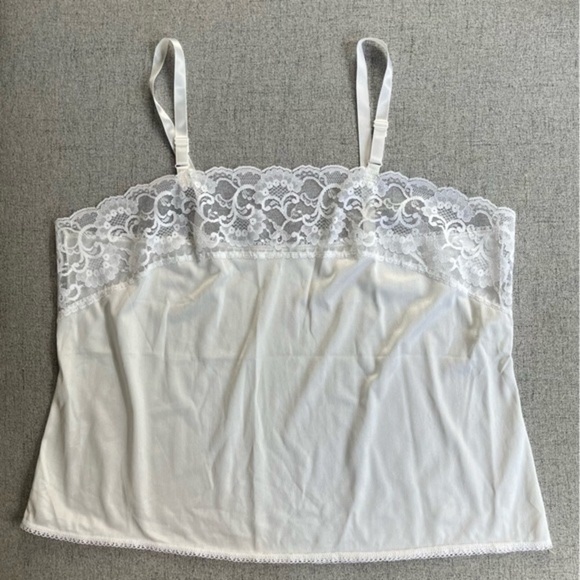 Vintage EATON Vanity Fair White Lace trim Camisole. Satin Lingerie. Size Large - Picture 4 of 12